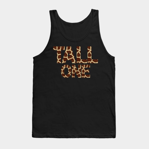 Tall One With Giraffe Pattern Letters Tank Top by Tall One Apparel